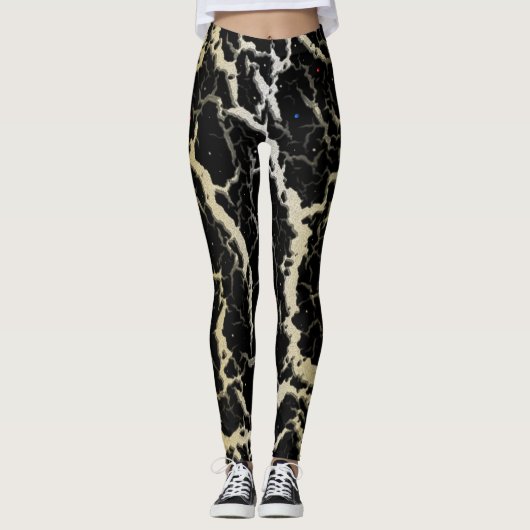 Leggings Cracked Space Lava - White/Gold (Devant)