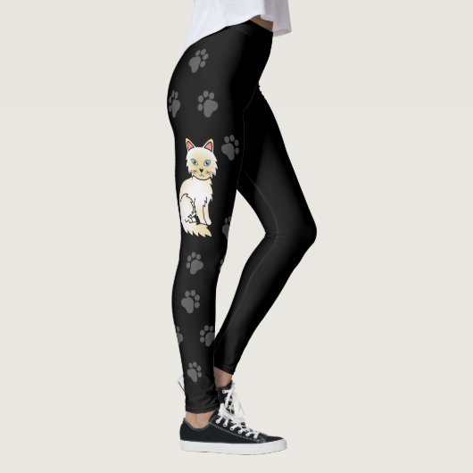 Leggings Cram Point Birman / Ragdoll Cute Cat & Pâtes Noir (Droite)