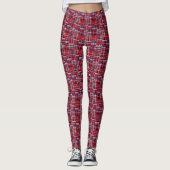 Leggings Cranberry Red Navy Blue Madras Patchwork Plaid (Devant)