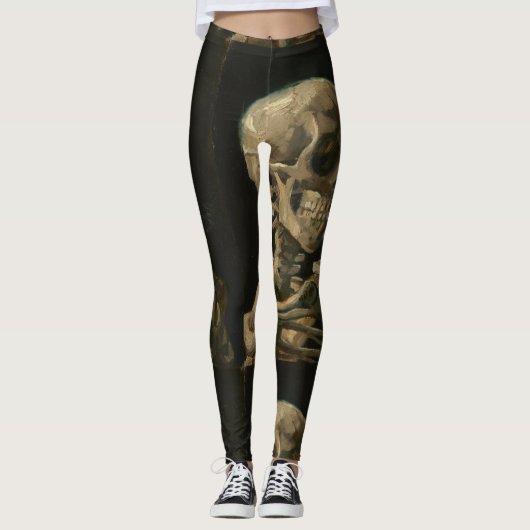 Leggings Crâne avec la cigarette brûlante par Van Gogh (Devant)