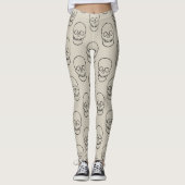 Leggings Crâne - Bone White et Bat Black (Devant)
