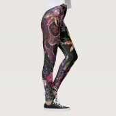 Leggings Crâne brodé : Motif gothique de l'orchidée (Droite)