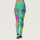 Leggings crâne coloré avec des fleurs (Dos)