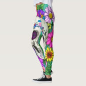 Leggings crâne coloré avec des fleurs (Gauche)