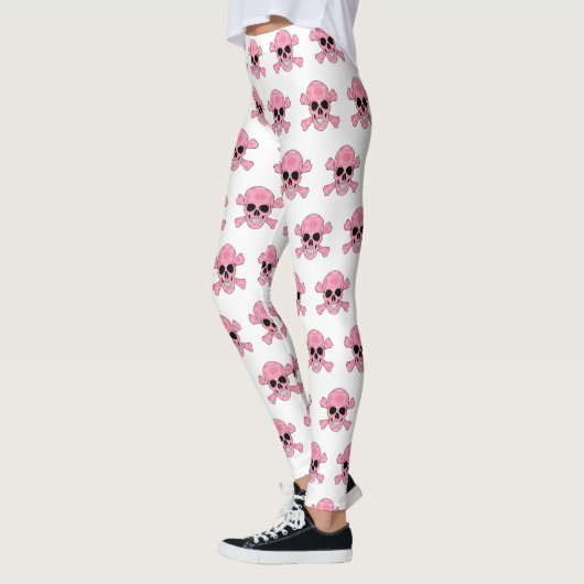 Leggings Crâne De Camouflage Rose Et Jambes De Crossbones (Gauche)