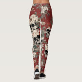 Leggings Crâne de Noël de style sérigraphie chic (Dos)