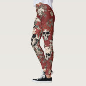 Leggings Crâne de Noël de style sérigraphie chic (Gauche)