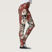 Leggings Crâne de Noël de style sérigraphie chic (Droite)