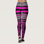 Leggings Crâne de sucre rose Jambes rayées (Dos)