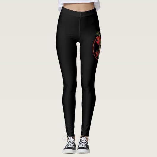 Leggings Crâne d'Halloween et Roses (Devant)
