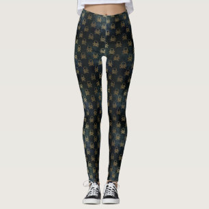Leggings Crâne doré et pattes croisées
