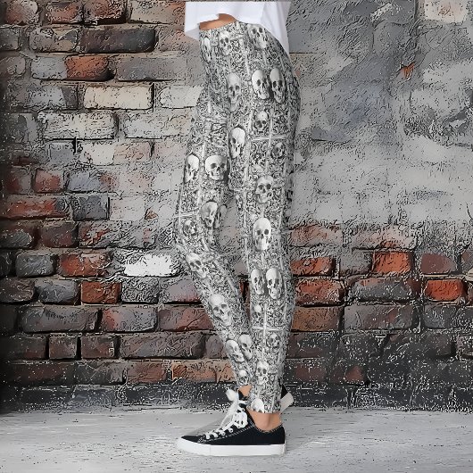 Leggings Crâne gothique et jambes de pierre Halloween