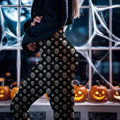 Leggings Crâne noir et fleurs Halloween florale