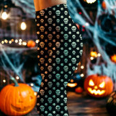 Leggings Crâne noir et fleurs Halloween florale