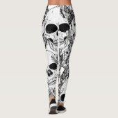 Leggings Crâne, papillons : motif vintage à main (Dos)