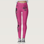Leggings Crâne rose et noir (Devant)