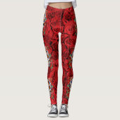 Leggings Crâne sucre rose Roses rouges Vacances (Devant)
