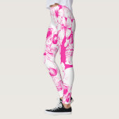 Leggings Crânes à fleurs rose (Gauche)