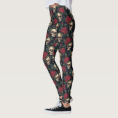 Leggings Crânes à roses rouges (Gauche)