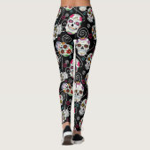 Leggings Crânes à sucre et torsades Noir ID725 (Dos)