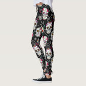Leggings Crânes à sucre et torsades Noir ID725 (Gauche)