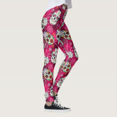 Leggings Crânes à sucre et tourbillons Rose Red ID725 (Droite)