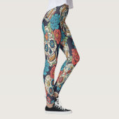 Leggings Crânes à sucre festive et floral (Droite)