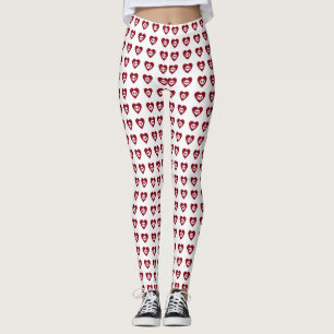 Leggings Crânes avec Coeurs rouges Motif Halloween