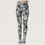 Leggings Crânes blancs sur Noir (Devant)