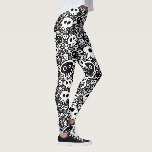 Leggings Crânes blancs sur Noir (Droite)
