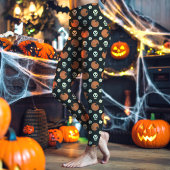 Leggings Crânes, citrouilles et fleurs d'Halloween noir
