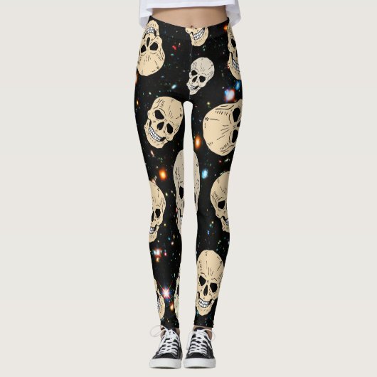 Leggings Crânes dans l'espace (Devant)