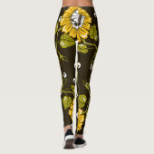 Leggings Crânes de tournesol : Unique Motif sans fil. (Dos)