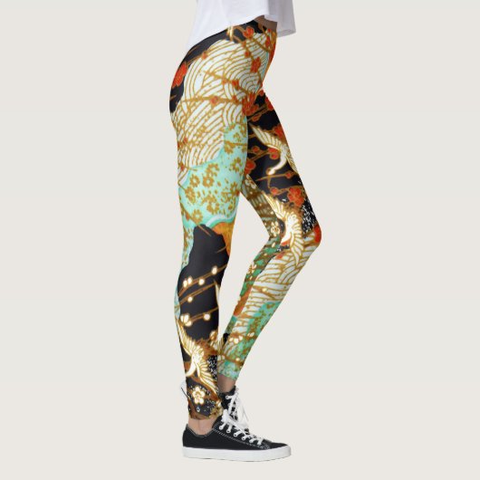 LEGGINGS CRANES DE VOL AVEC FLEURS DE PRINTEMPS (Droite)