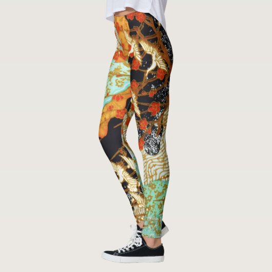 LEGGINGS CRANES DE VOL AVEC FLEURS DE PRINTEMPS (Gauche)