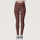 Leggings Crânes décorés avec des roses rouges (Devant)