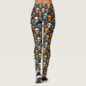 Leggings Crânes d'Halloween et légendes de fleurs (Dos)