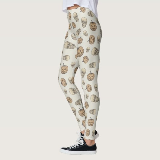 Leggings Crânes et Citrouille Motif d'Halloween (Gauche)