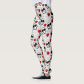 Leggings Crânes et Coeurs rouges Motif Halloween (Gauche)