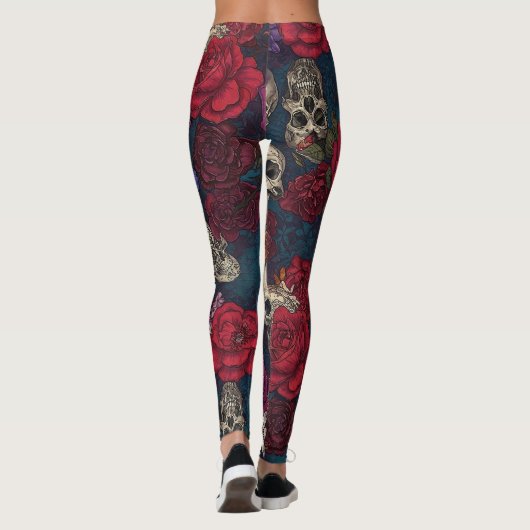 Leggings Crânes et fleurs (Dos)