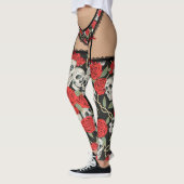 Leggings Crânes et lingerie de roses (Français coupés) (Gauche)