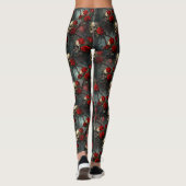 Leggings Crânes et rose grimpante rouge (Dos)