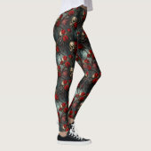 Leggings Crânes et rose grimpante rouge (Droite)