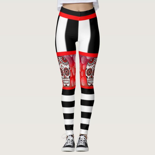 Leggings Crânes Et Roses (Devant)