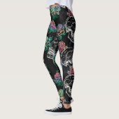 Leggings Crânes et Roses Ombre | Gothique Glam Pastel Grung (Gauche)