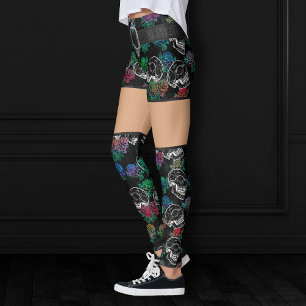 Leggings Crânes et Roses sombres   Funky Glam Ombre Grunge