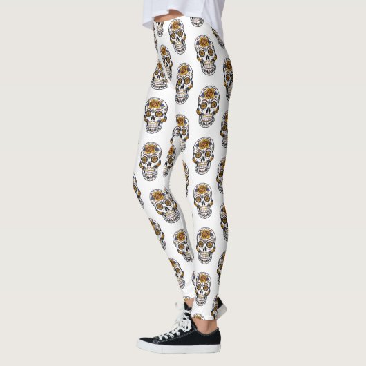 Leggings Crânes Floraux Motif Femmes (Gauche)