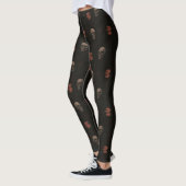Leggings Crânes gothiques & Ravens Black Halloween Motif (Gauche)