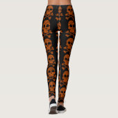 Leggings Crânes oranges frais sur les guêtres noires pour (Dos)