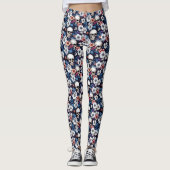 Leggings Crânes parmi les fleurs (Devant)